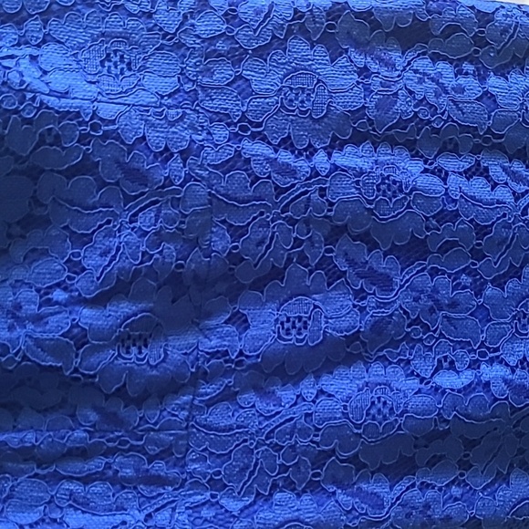 NEW Guess Floral Lace Trumpet Dress, Cobalt Blue, Sz 8 - Picture 3 of 8